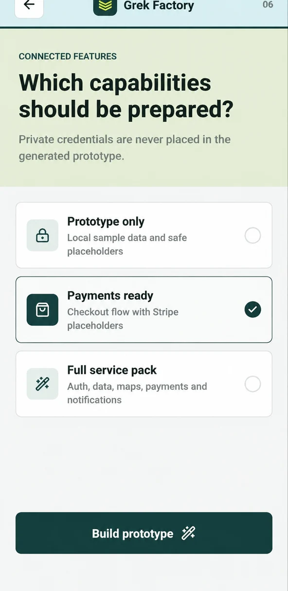 Grek Factory feature selection step