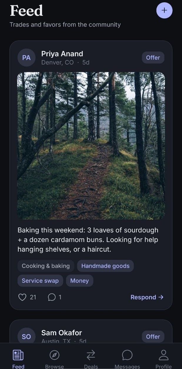 Grek Mate community feed with fictional profiles